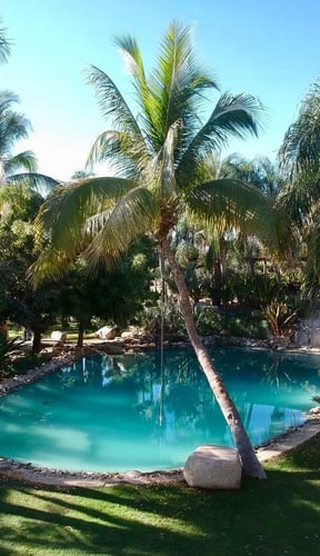 Patio con exuberante jardín tropical en Jardin Tropical en San José del Cabo